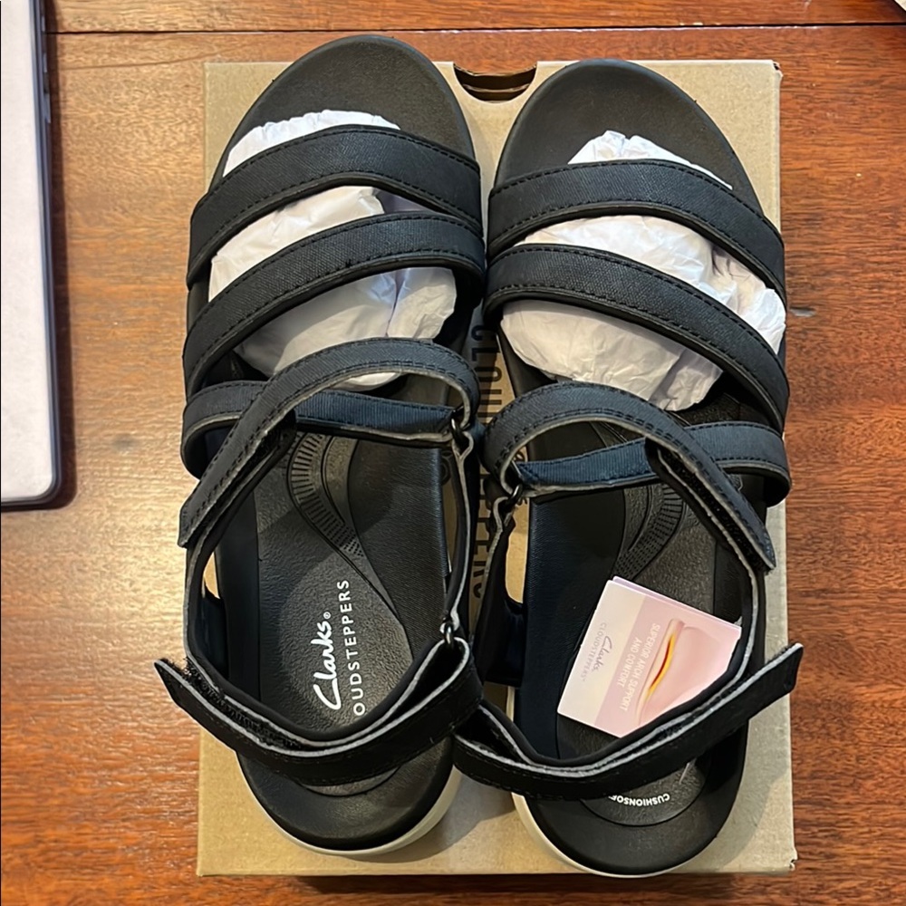 Clarks Black Multi-Strap Women's Sandals